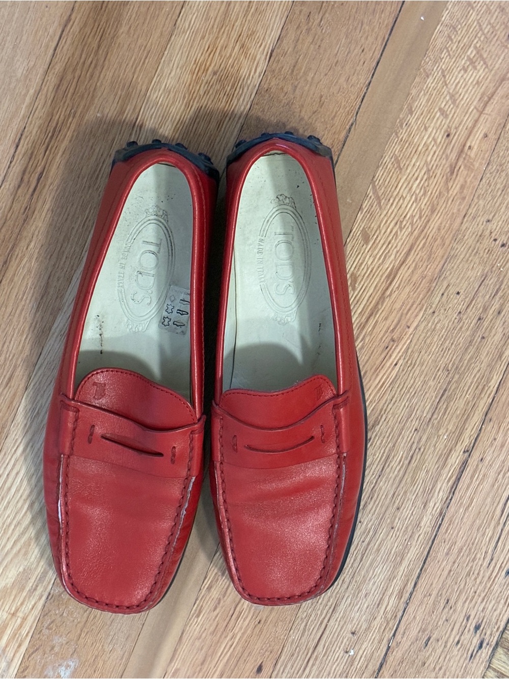 Tod's Red Leather Penny Loafers Excellent condition